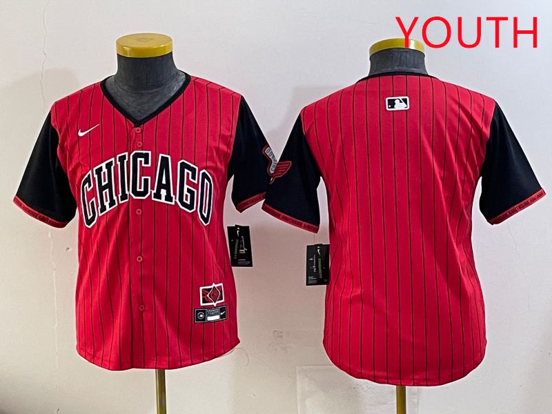 Youth Chicago White Sox Blank Red Stripe Joint Name Nike 2025 MLB Jersey style 1->youth mlb jersey->Youth Jersey